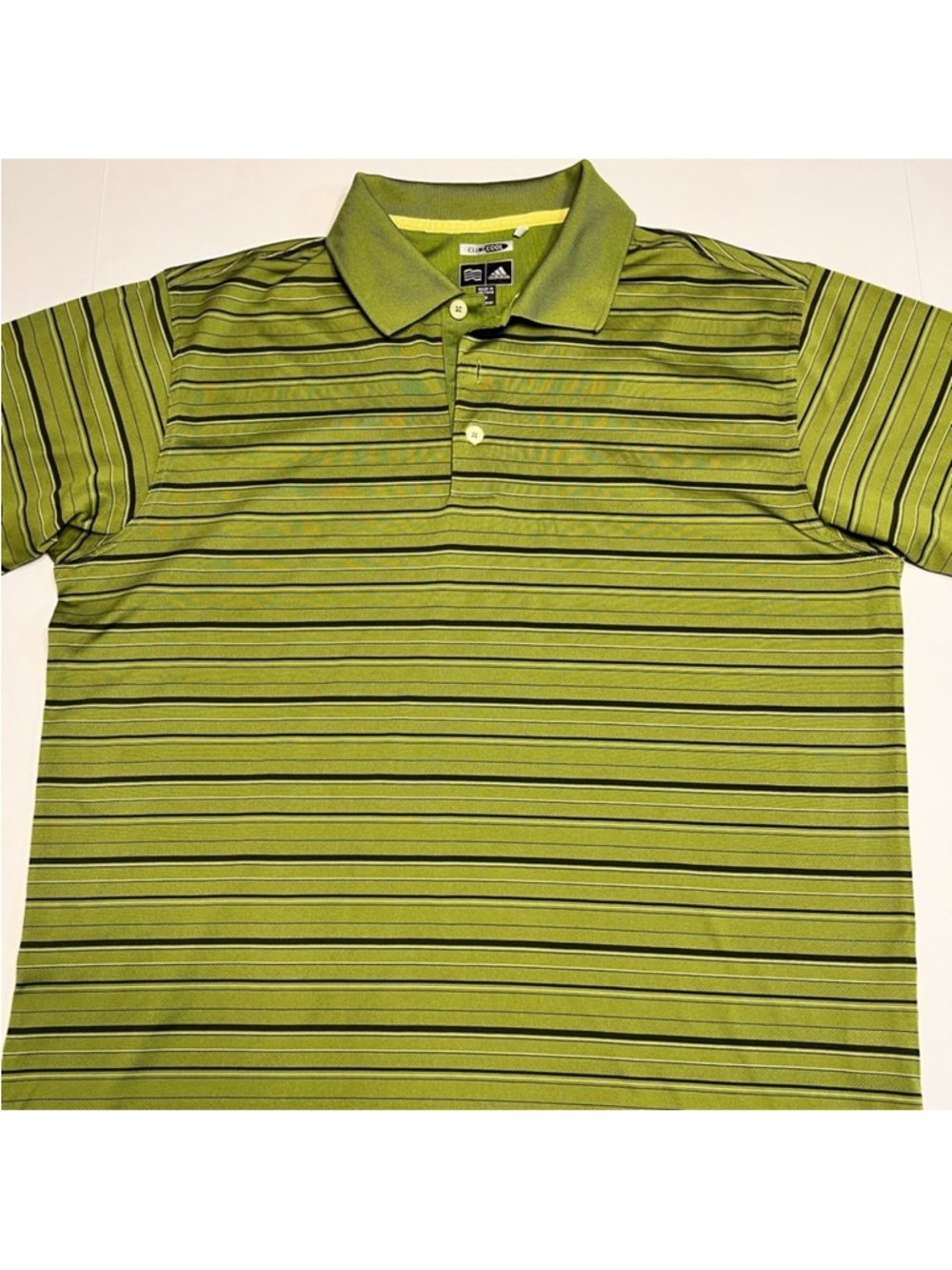 Adidas Climacool Men’s Green Stripped Short Sleeve Outdoor Athletic Polo Shirt M